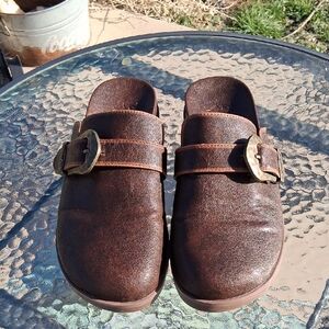 Blowfish Womens Size 9 Brown Mules with Decorative Buckle